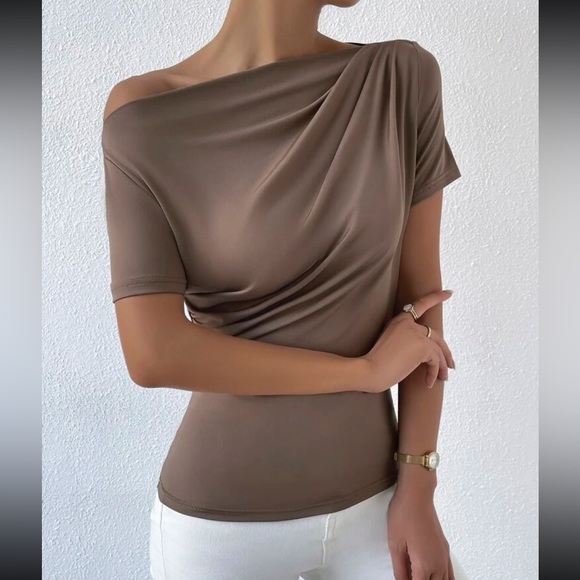 Boho black off shoulder ruched top - Picture 8 of 12